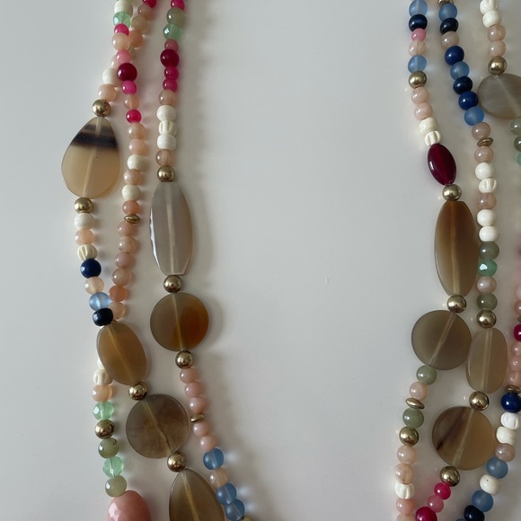 Multicolor Long Layered Beaded Necklace - Picture 3 of 6
